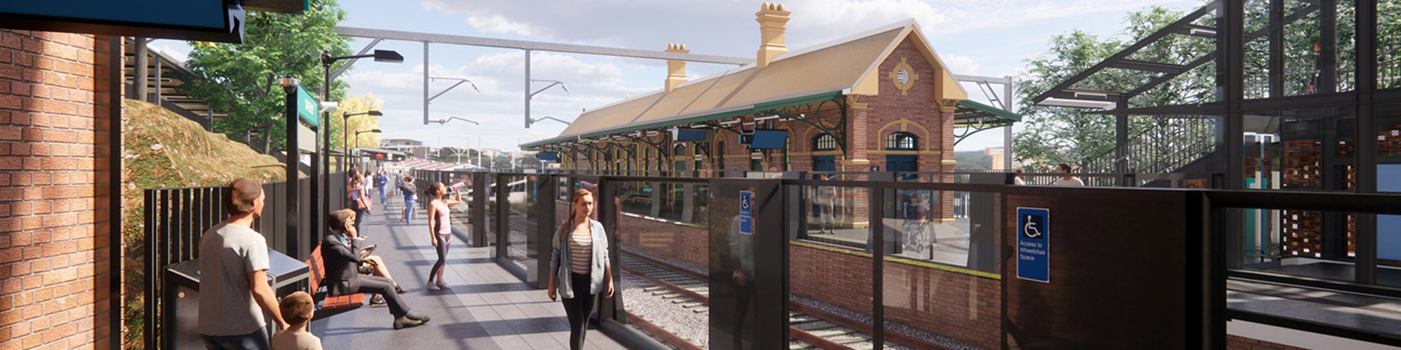 An artist's impression of the future metro station at Canterbury as viewed from the platform, being delivered as part of the Sydney Metro City & Southwest project.