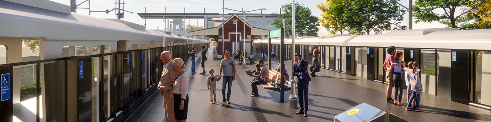 An artist's impression of the future metro station at Lakemba as viewed from the platform, being delivered as part of the Sydney Metro City & Southwest project.