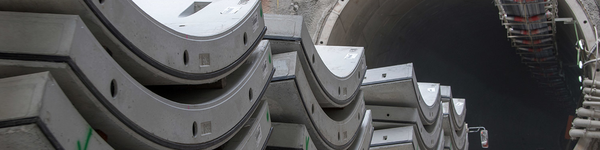 Concrete tunnel-lining segments at Chatswood Dive site.