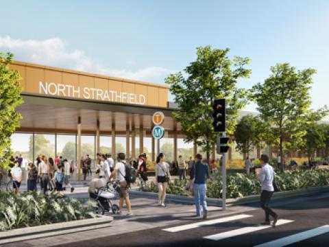 Artist’s impression of North Strathfield metro station