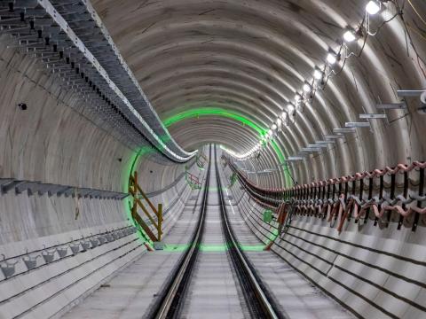 Underground tunnel with mechanical and electrical systems installed