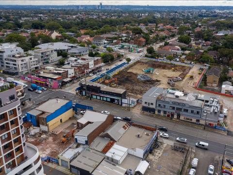A birds eye view of the excavation works at Burwood North