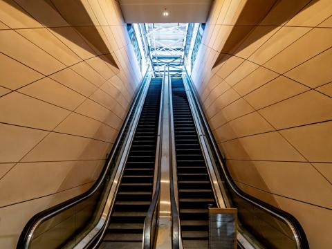 A view of the completed escalators inside Central Walk at Central Station.