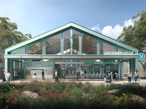 Artist's impression of Orchard Hills Station