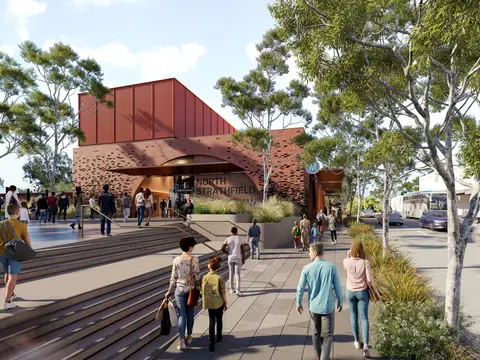 Artist’s impression of North Strathfield metro station