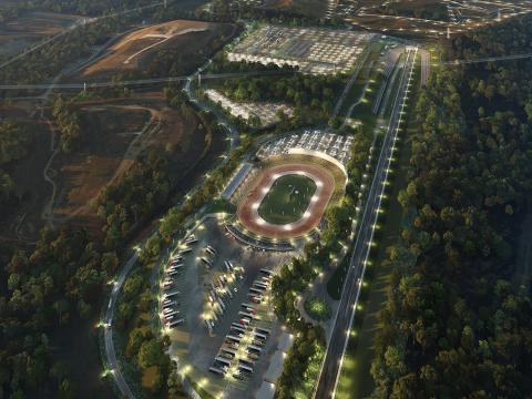 An artist's impression of an aerial view of the proposed new Sydney International Speedway at Eastern Creek.