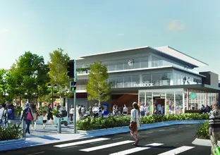 Artist's impression of commuters outside of Sydney Metro's Five Dock Station.