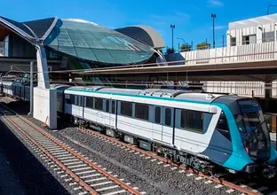 A Sydney Metro train is leaving Tallawong Station during train testing prior to opening the North West line.