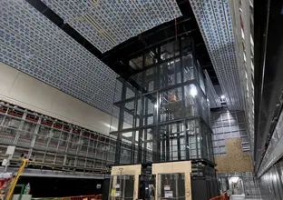 Long shot of lifts installed at Sydney Metro's Victoria Cross Station