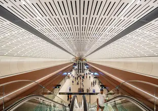 Escalators going up