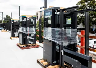 Platform screen doors are prepared for installation at Bankstown Station