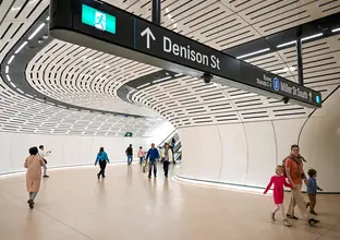 Commuters at Victoria Cross Station 