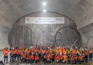 Tunnel boring machine breakthrough at Westmead Station