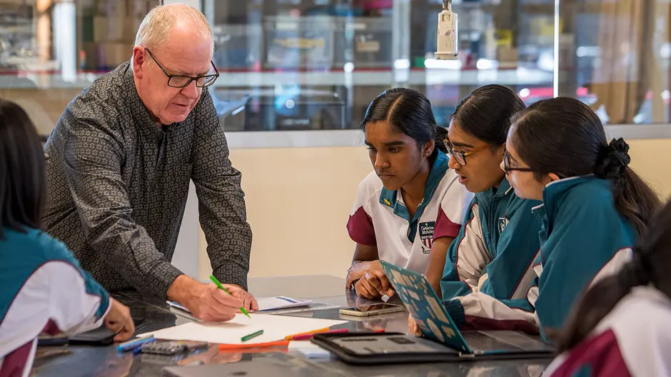Sydney Metro Ambassadors with students from Catherine McAuley Catholic girls' secondary school.