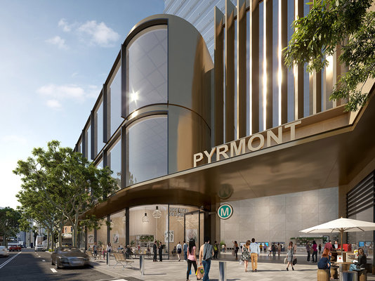 Artist's impression of Pyrmont Station as viewed from Union Street