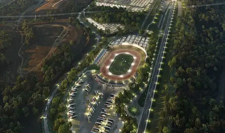 Speedway at dusk