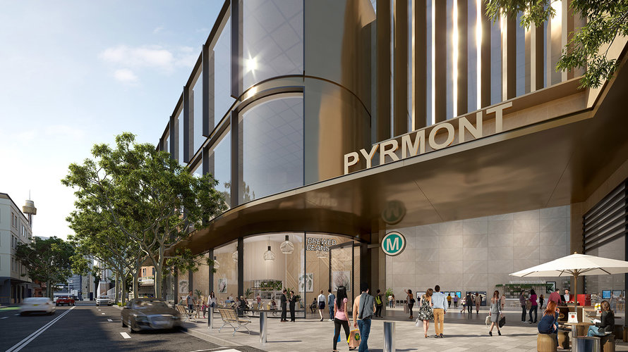 Artist's impression of Pyrmont Station as viewed from Union Street