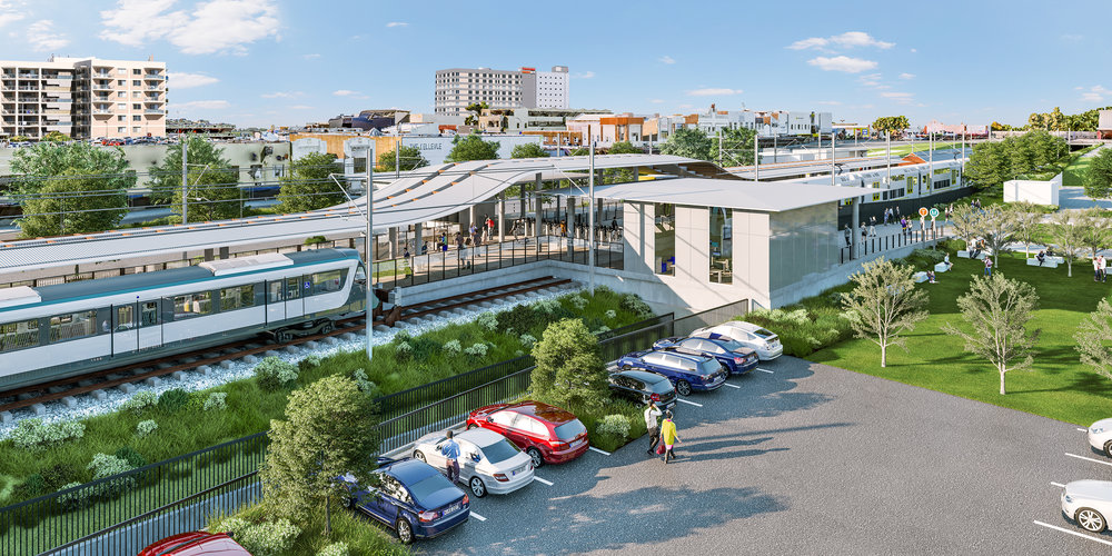 Artist's impression of Bankstown Station aerial view