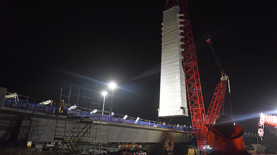 Sydney Metro skytrain bridge tower installation wide