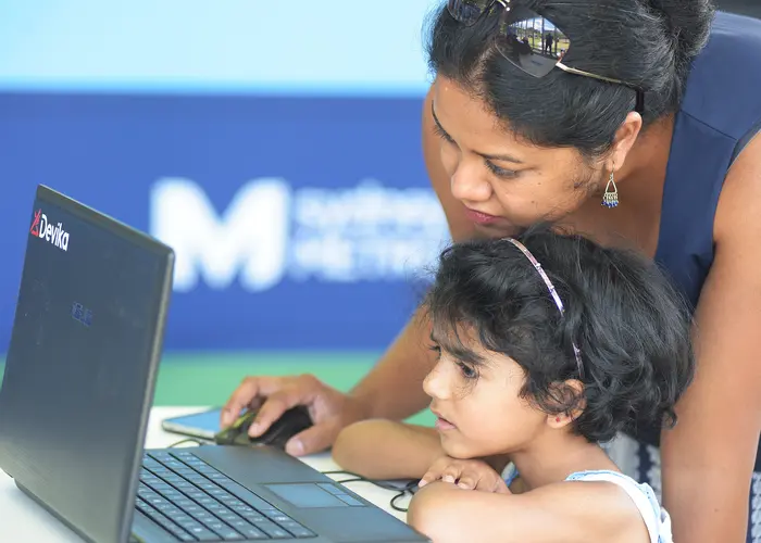 Children taking Minecraft sessions during the Sydney Festival