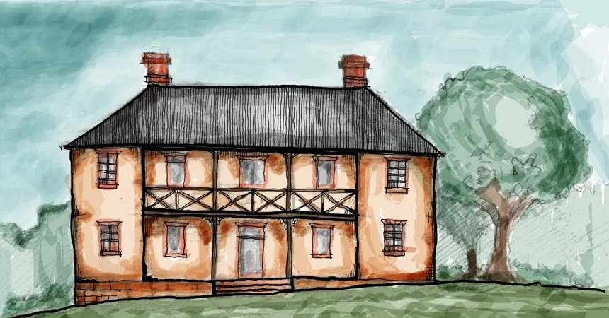 Watercolour painting of an old style house (WHI Facade).