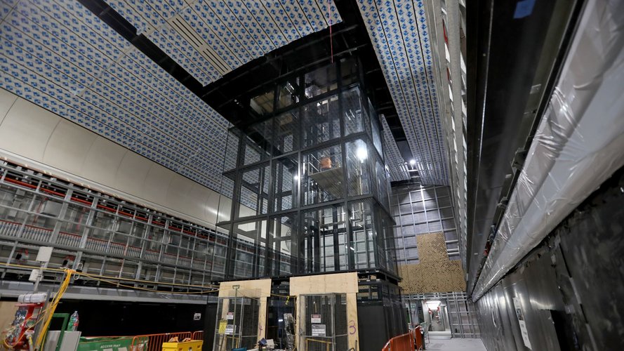 Long shot of lifts installed at Sydney Metro's Victoria Cross Station