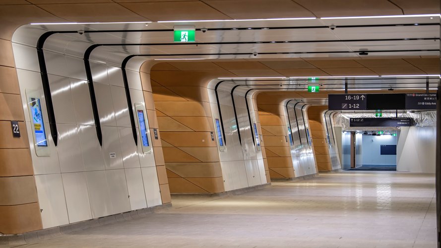 Ground level view of underground pedestrian concourse at Central Station.