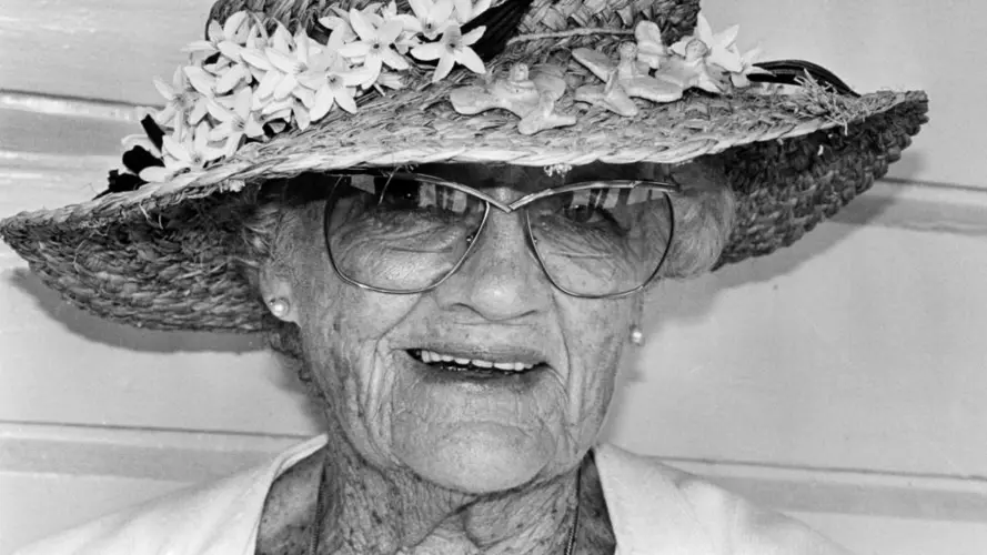 Peggy Kelmen wearing a hat 