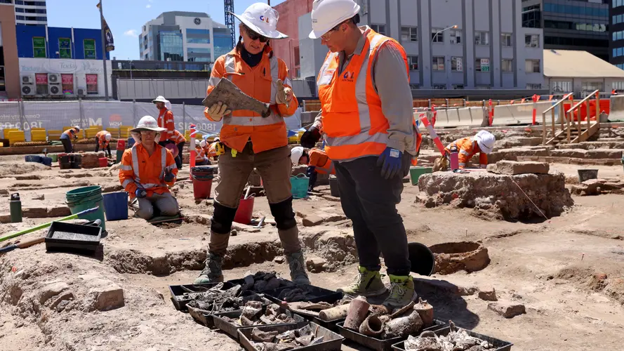 Tow workers are investigating an artifact from The Parramatta Metro Station