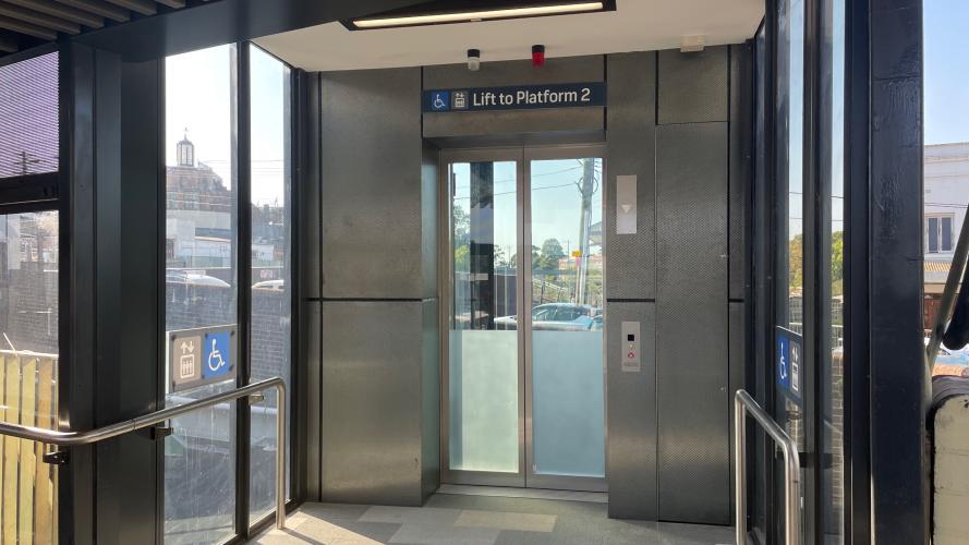 Newly installed lift in the Canterbury station