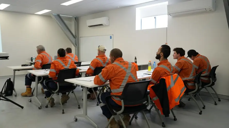 Apprentices in a meeting room at the Tunnelling and Infrastructure Academy 