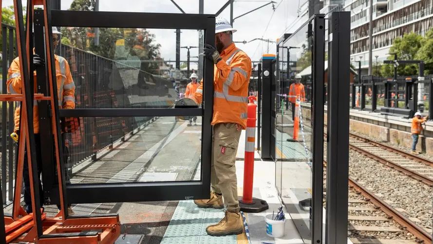Platform screen doors at Canterbury Station