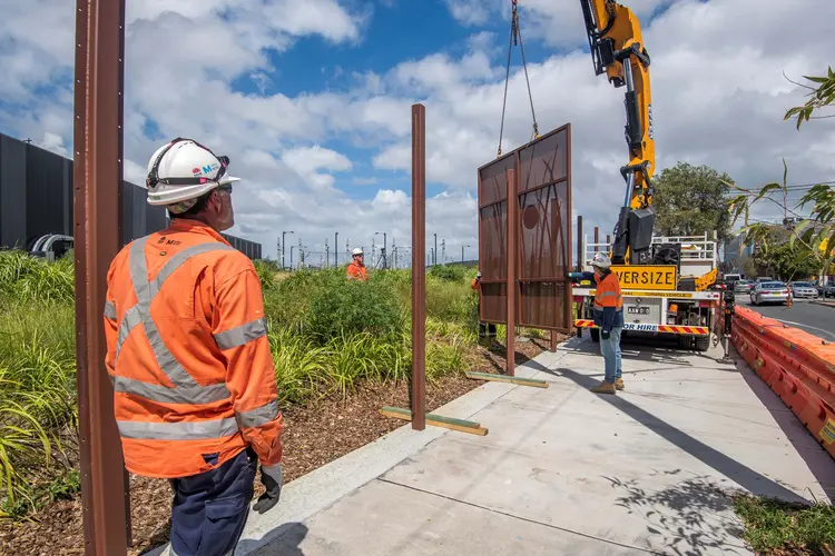Fence being installed at marrickville