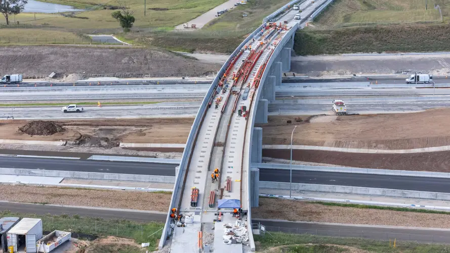  aerial shot of track laying