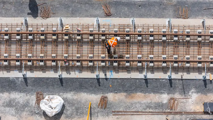  first tracks being laid at the Luddenham Station