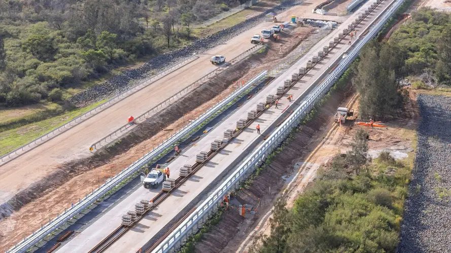 Drone shot of track laying