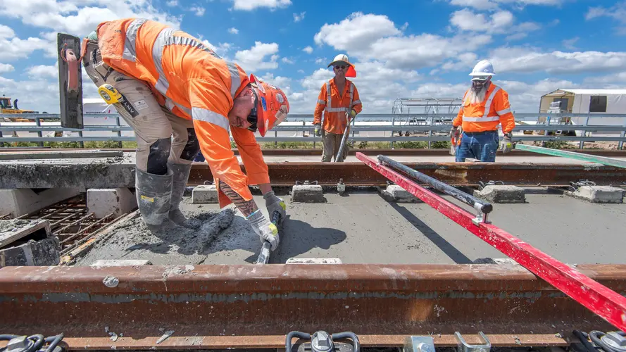 Workers are laying the First tracks for new Western Sydney Airport metro  