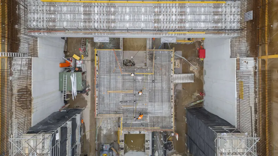 Platform construction aerial view