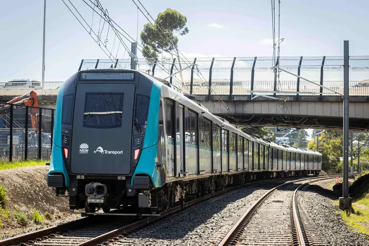 Metro train on tracks